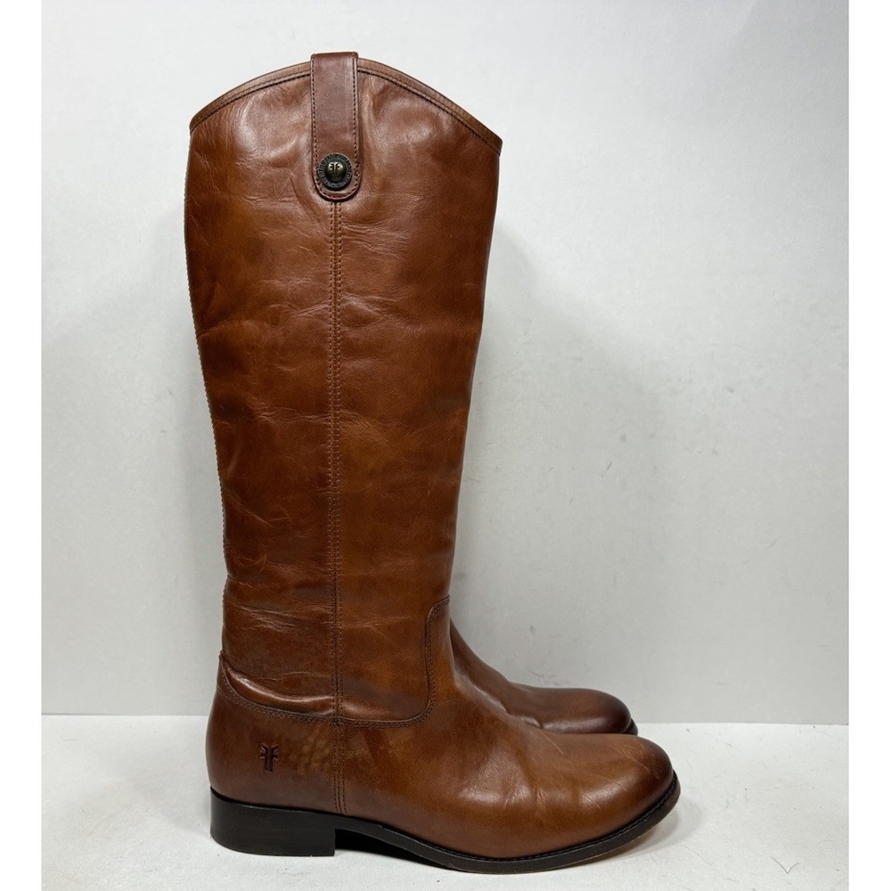 Frye Melissa Button Riding Boots Women's Size 9 B 3477167-COG Cognac Brown